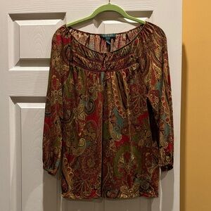 Ralph Lauren Multicolor Women Paisley Blouse Cotton Size Large